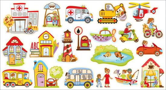 Figuren f�r Magnettafel - Thema: Stadt