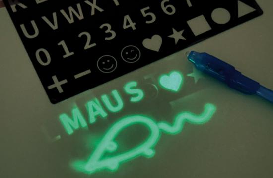 Lichtschreibtafel inkl. Schablone & 5xLeuchtstifte