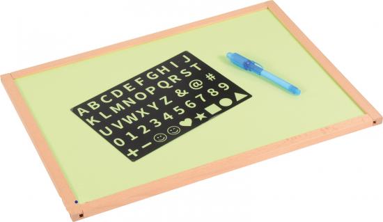 Lichtschreibtafel mit Holzrahmen