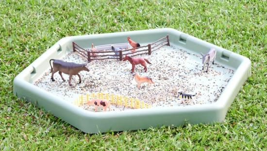 Spielwanne - hexagonal - salbeifarbig 5er Set